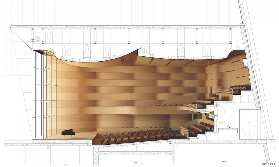 版权 Goettsch Partners : Recital Hall Section 演奏大厅剖面