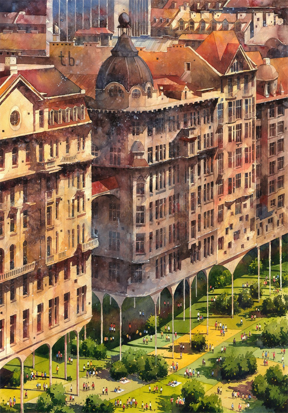 9. Jerusalem avenue Tytus Brzozowski's watercolor drawings
