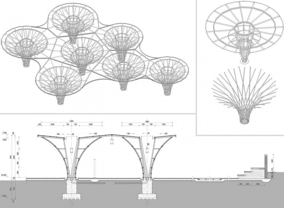 31.竹伞厅结构体系图Bamboo Garden by Atelier REP