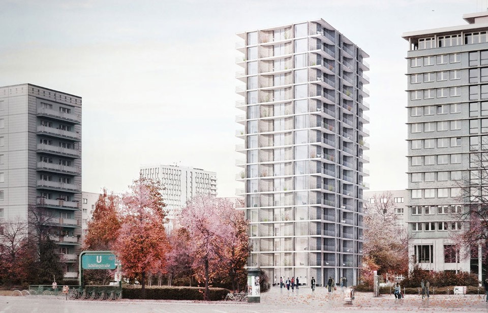 Urban Living – Residential Tower of Infra-Lightweight Concrete by Barkow Leibinger