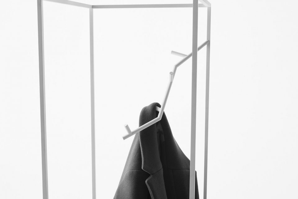 New side tables “tent” and a coat stand “koeda” for Capellini By nendo