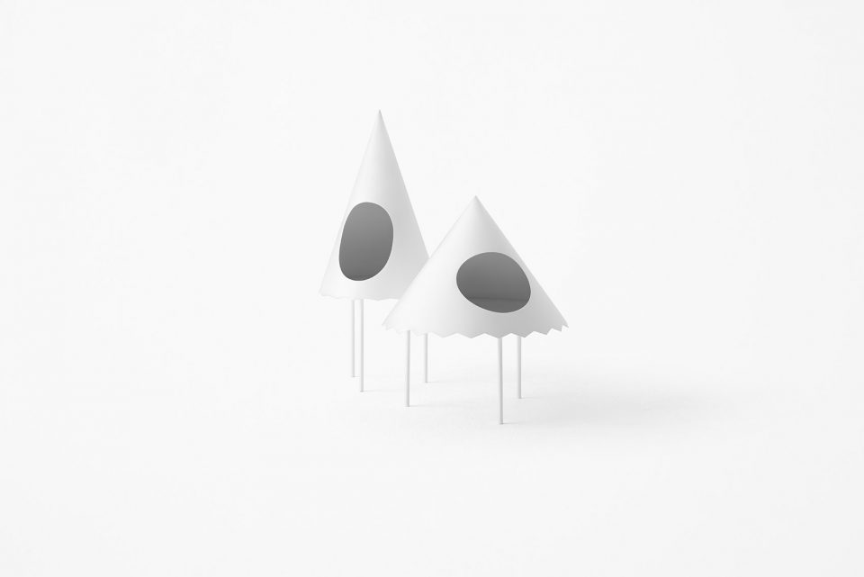 New side tables “tent” and a coat stand “koeda” for Capellini By nendo