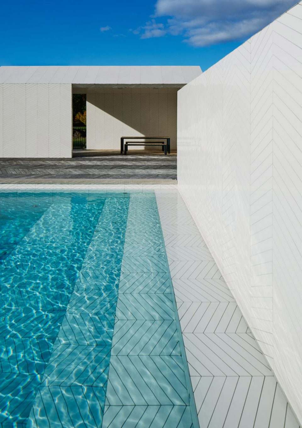 Parquet Patterned Pool and Spa