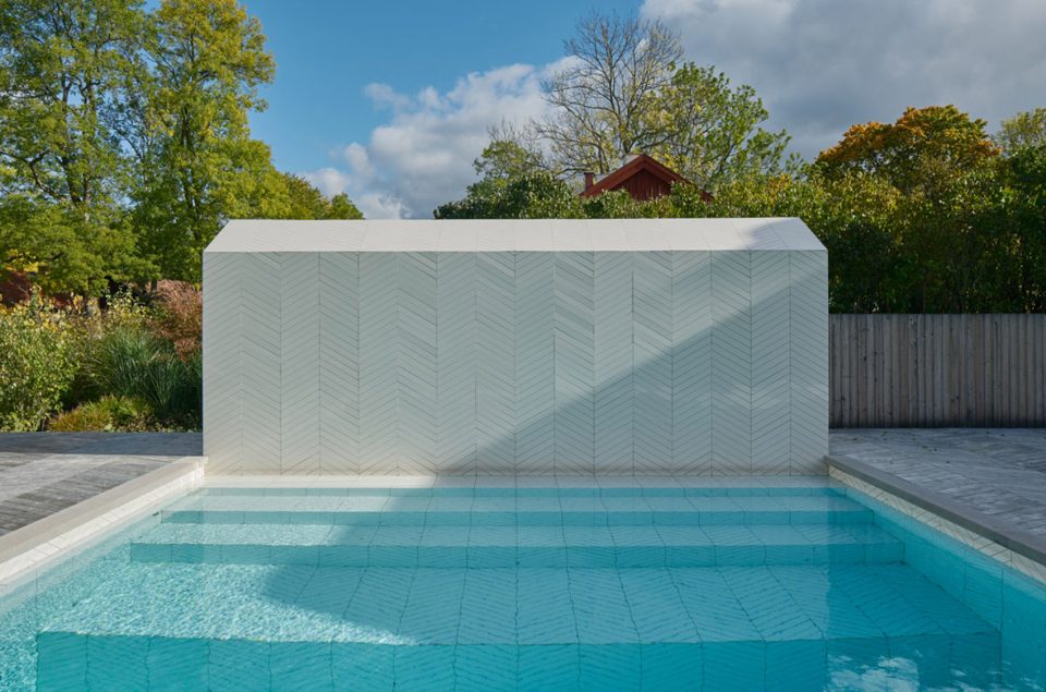 Parquet Patterned Pool and Spa