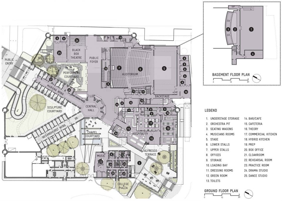 Ulumbarra Theatre Ground Floor and Basement Plans