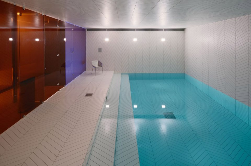 Parquet Patterned Pool and Spa