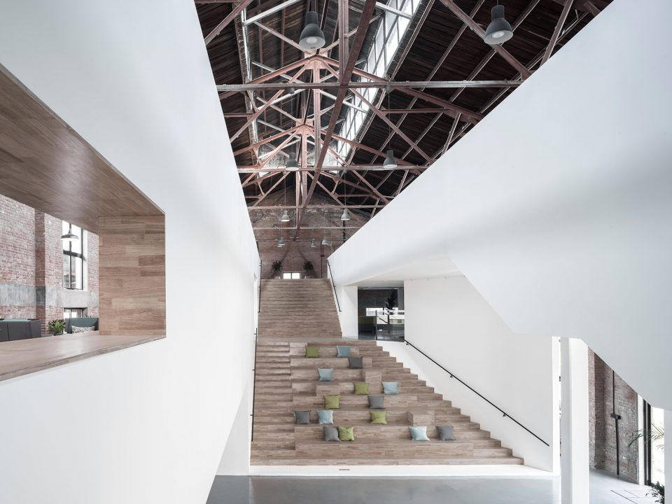 the renovation of old train factory to crrc 1897 creative display center china by project