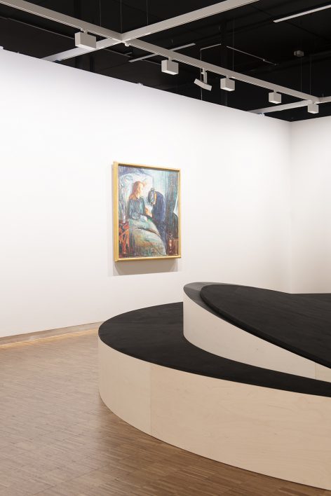 exhibition design for edvard munch between the clock and the bed by snohetta