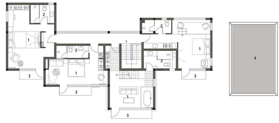 F RF 二层屋1顶平面图 1