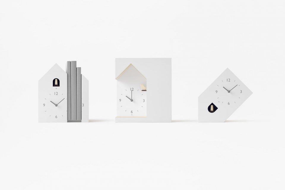 3 different models of cuckoo clocks by nendo