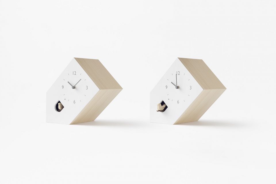 3 different models of cuckoo clocks by nendo