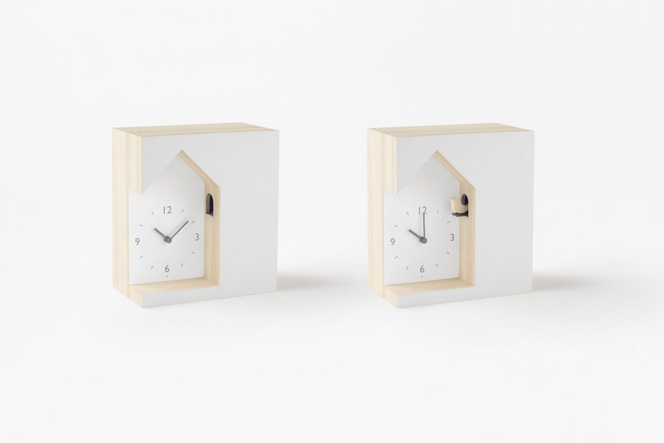 3 different models of cuckoo clocks by nendo
