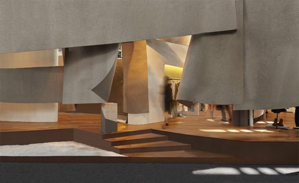 The suspended felt pavilion China by META Project