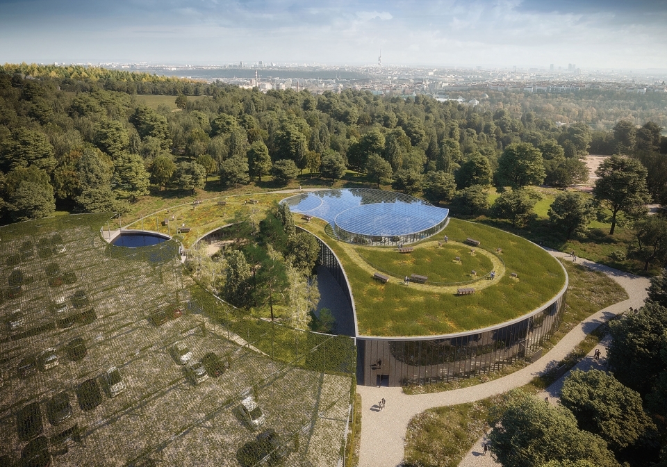 Entrance building of botanical garden in Prague Fránek Architects 960x672