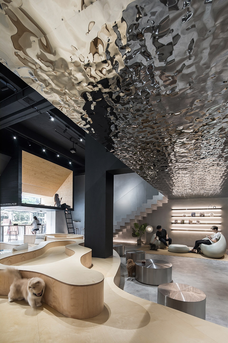 波浪板与体块关系 Meow Restaurant E Studio