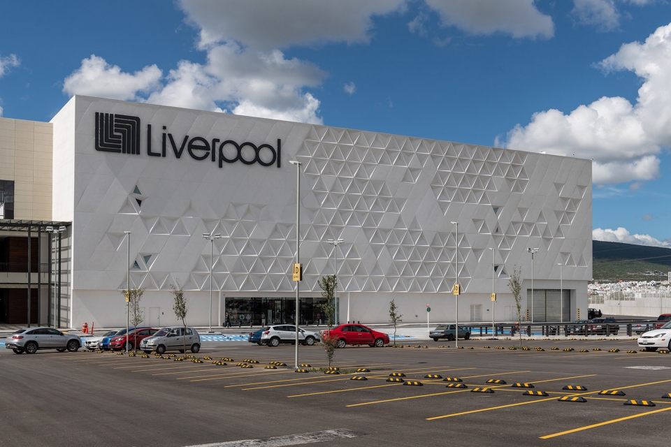liverpool paseo queretaro facade by miguel de la torre architects