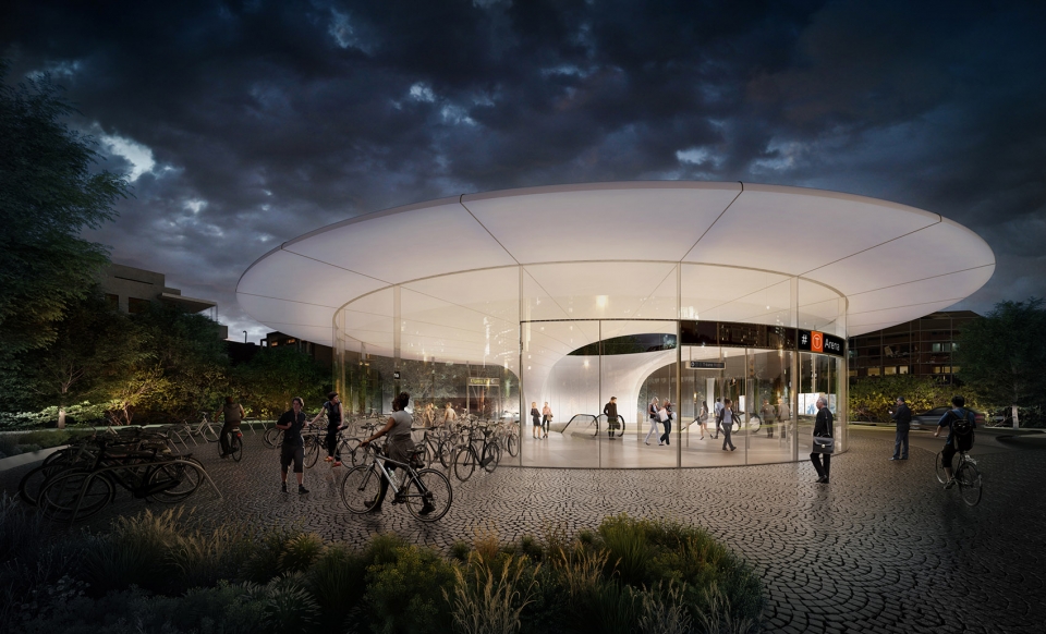 ZHA Fornbuporten Station North Entrance render by VA