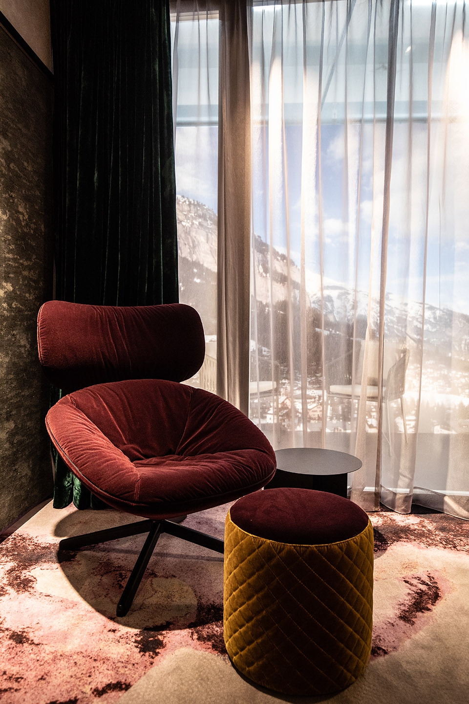 the interior design of the hide hotel flims by stylt trampoli