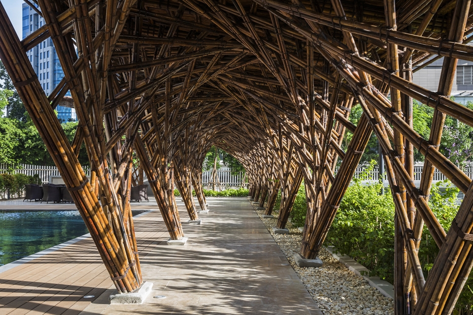 vinata bamboo pavilion by vo trong nghia architects