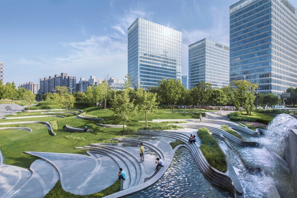 landscape design of wangjing soho china by ecoland