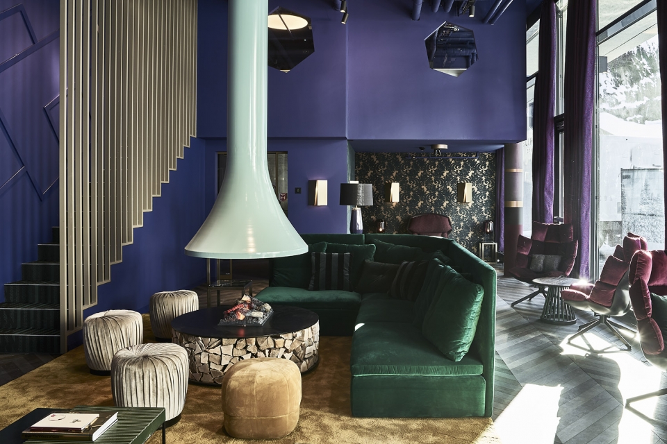 the interior design of the hide hotel flims by stylt trampoli