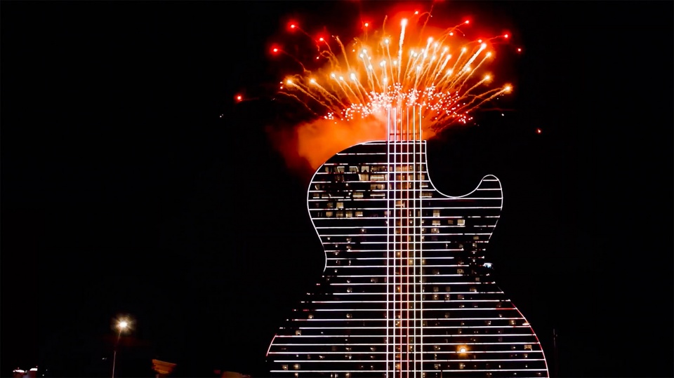 digital light spectacle for the grand opening of the seminole hard rock hotel casino by float4 dcl communications