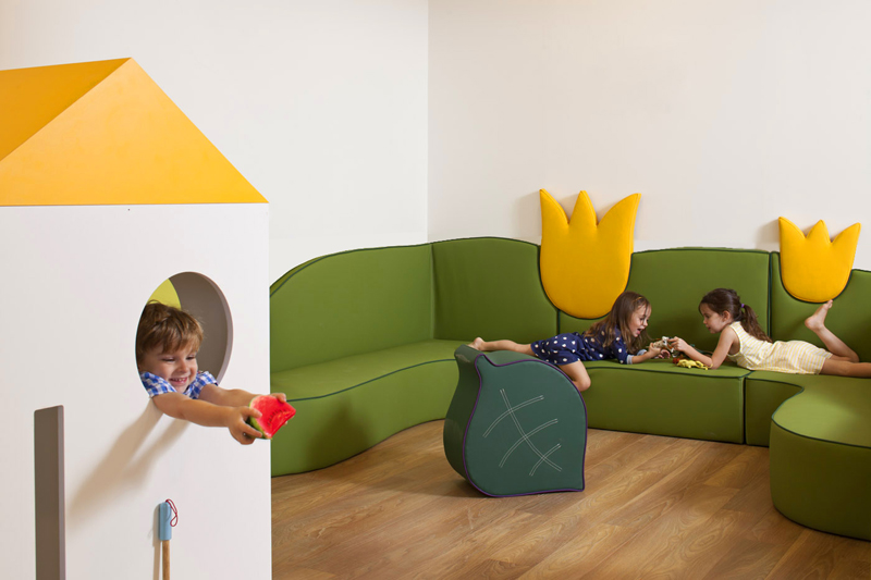 interior and furniture design of the seven species educational center by sarit shani hay