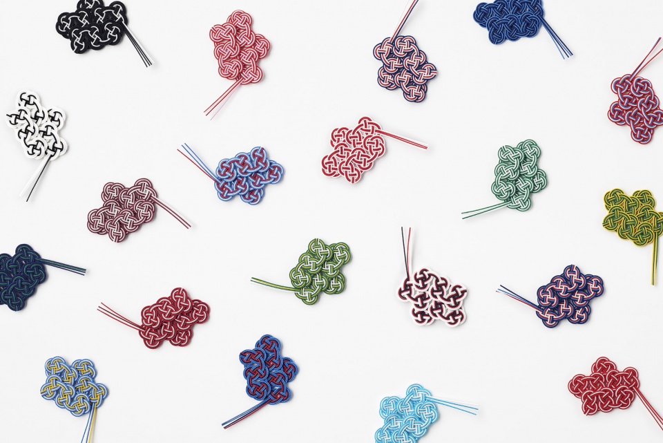 rugby mizuhiki brooch by nendo
