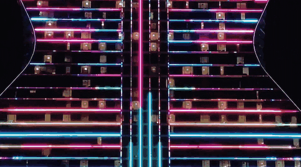 digital light spectacle for the grand opening of the seminole hard rock hotel casino by float4 dcl communications