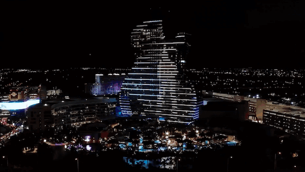 digital light spectacle for the grand opening of the seminole hard rock hotel casino by float4 dcl communications
