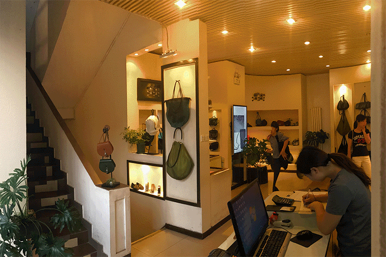 beijing wudaokou store of suren leather goods china by wonder architects