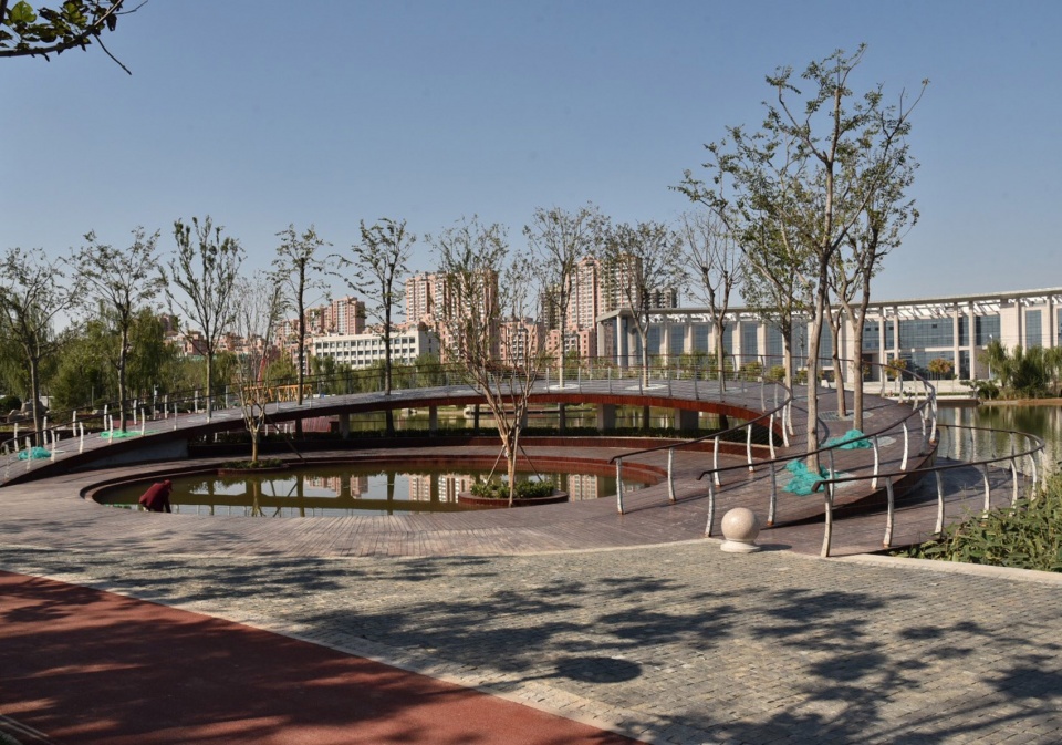 water platform of anlan lake park tree loop china by folie architecture