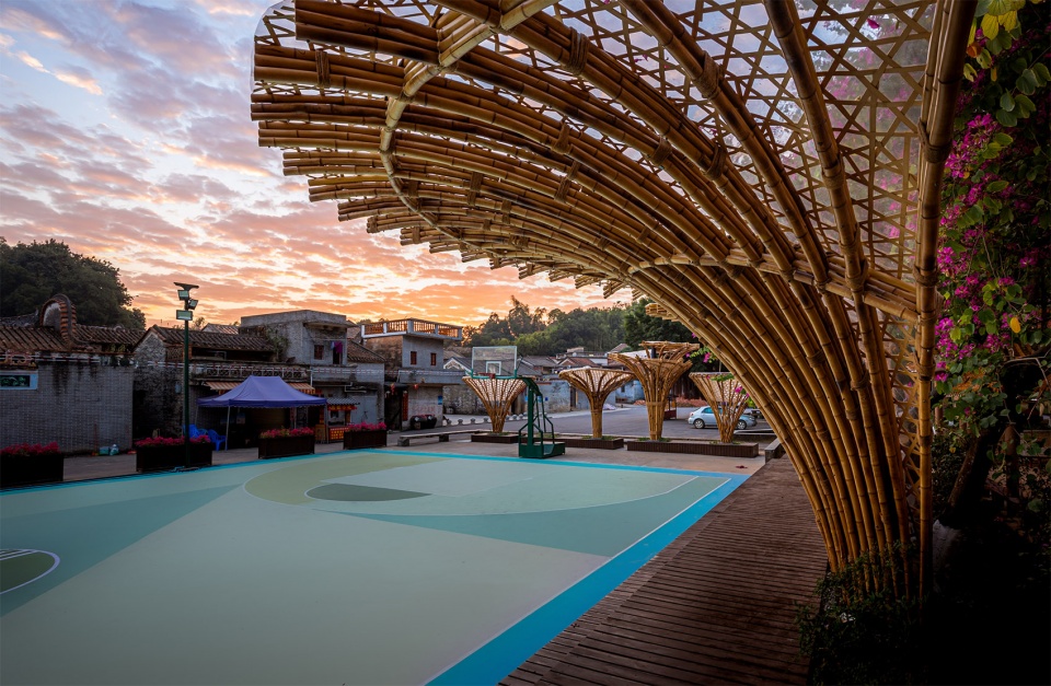 changqi stadium bamboo corridor china by cns