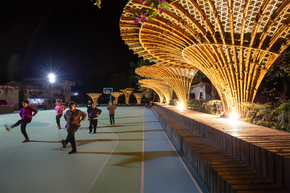 changqi stadium bamboo corridor china by cns