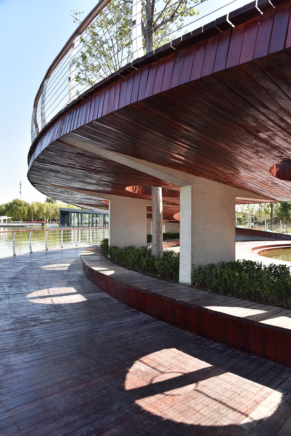 water platform of anlan lake park tree loop china by folie architecture