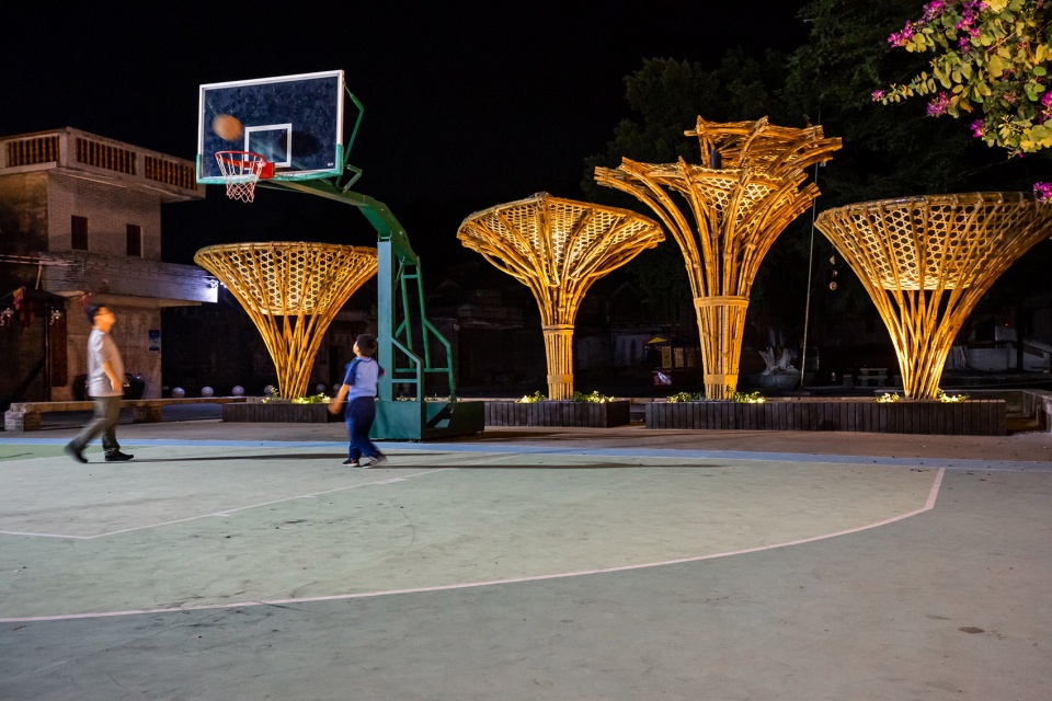 changqi stadium bamboo corridor china by cns