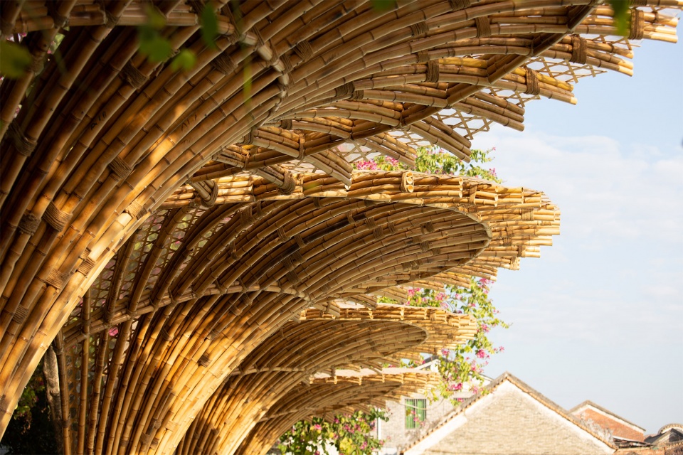 changqi stadium bamboo corridor china by cns