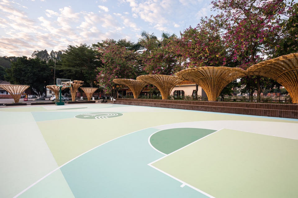 changqi stadium bamboo corridor china by cns