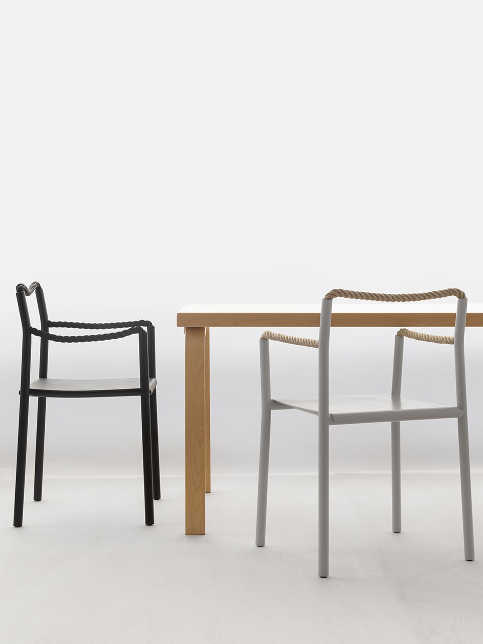 artek rope chair and tupla wall hook by ronan erwan bouroullec