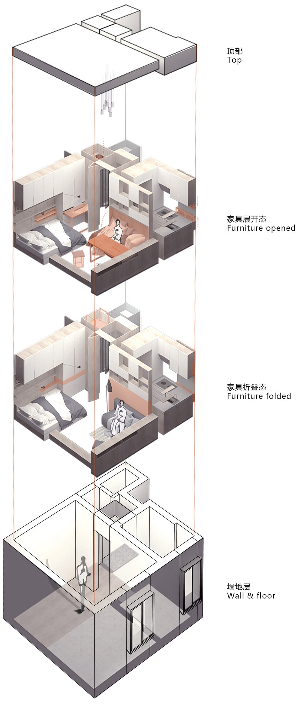 folding space 20 square meters house renovation china by daga architects