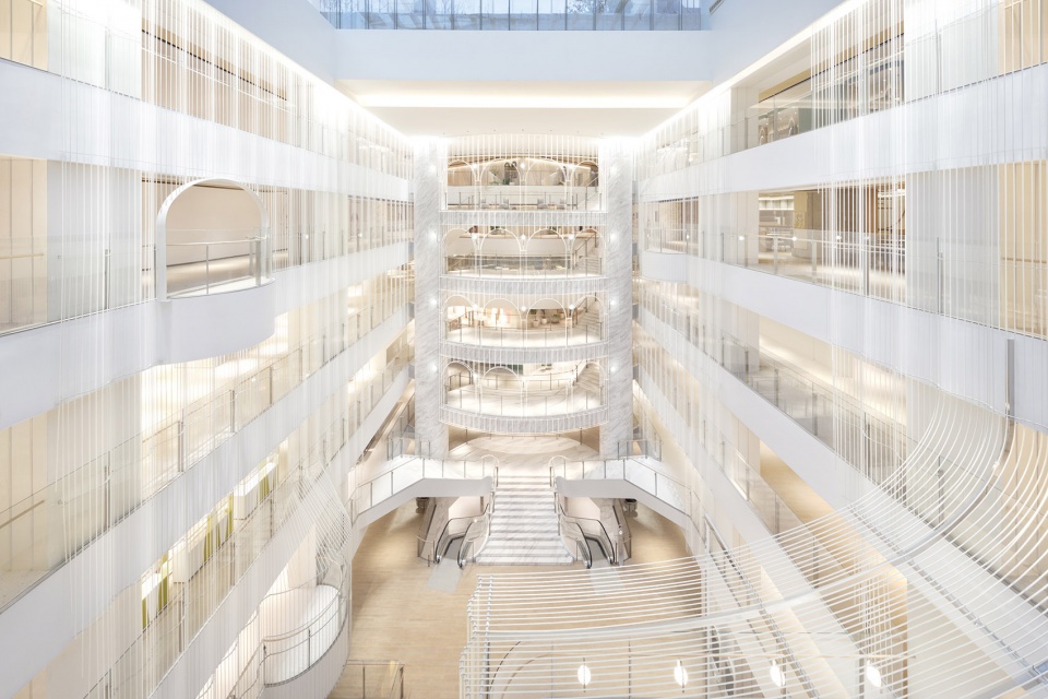 interior and exterior design of times square china by nendo