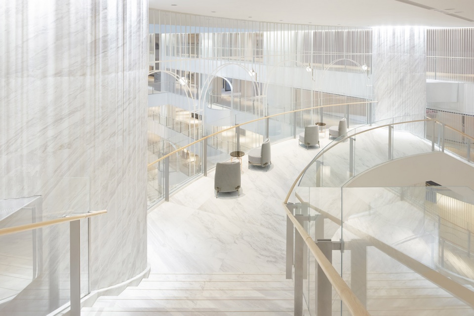 interior and exterior design of times square china by nendo