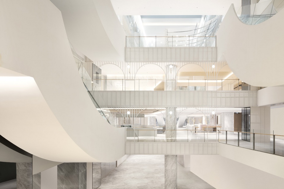 interior and exterior design of times square china by nendo