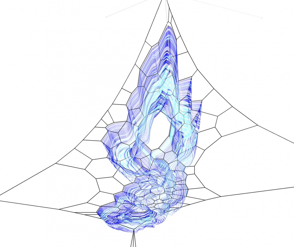 bending arc sculpture studio echelman