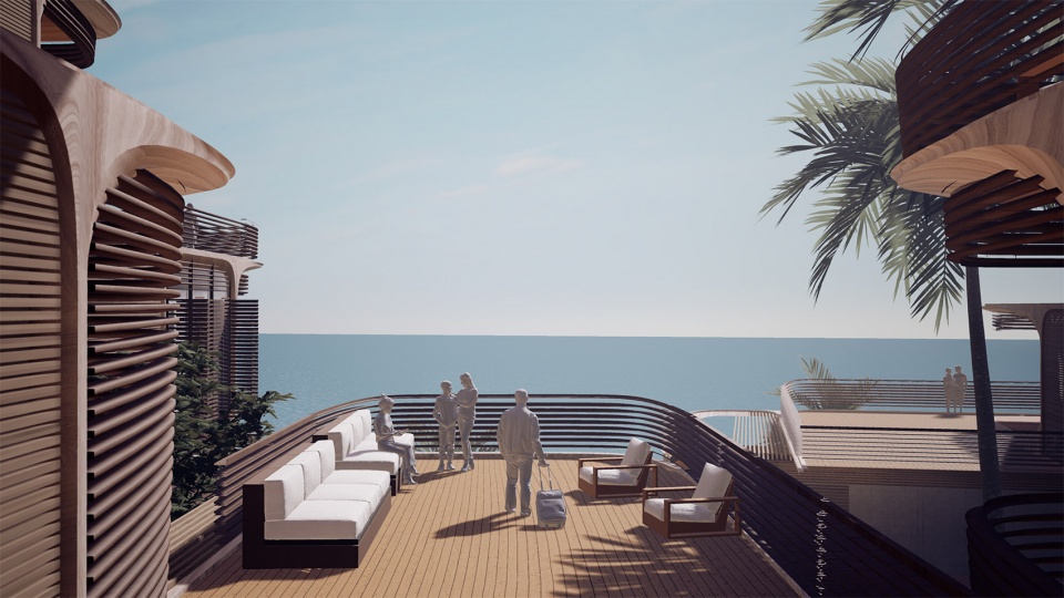 Roatán Próspera Residences Interior LookingOut SunDeck Terrace 拷贝