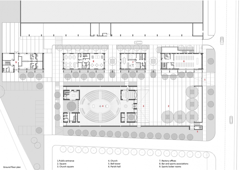 Church and community centre in Castel di Lama Italy by Studio Contini