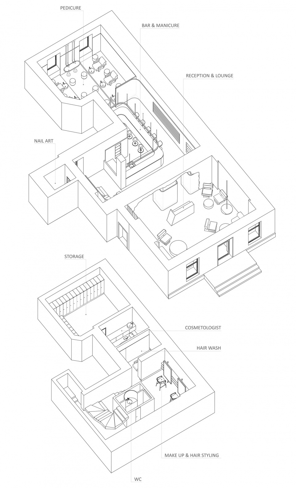 nail bar axonometric