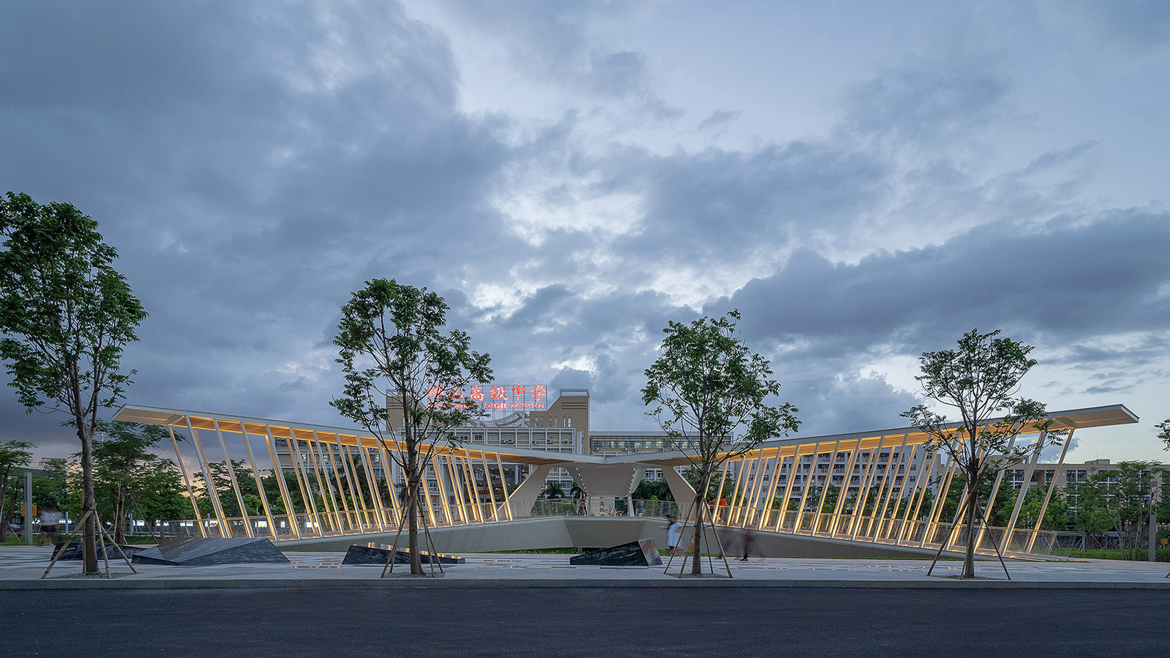 pedestrian bridge of pingshan high school china by node architecture urbanism