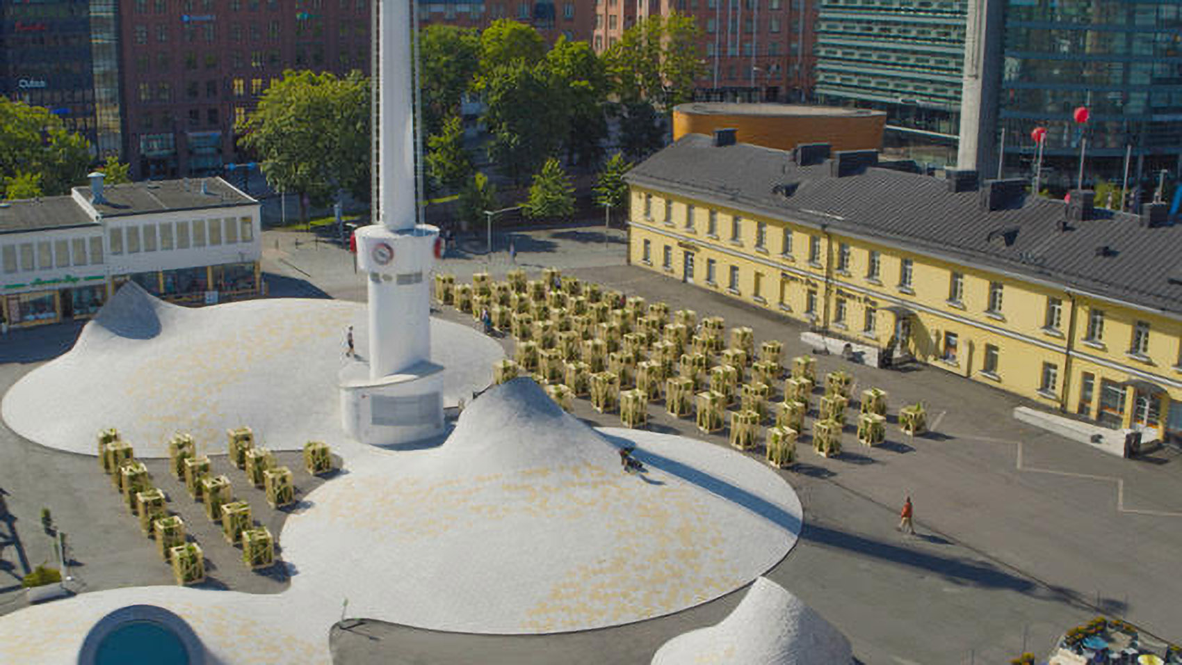 outdoor art installation at amos rexs roofscape helsinki by asmo jaaksi jkmm architects