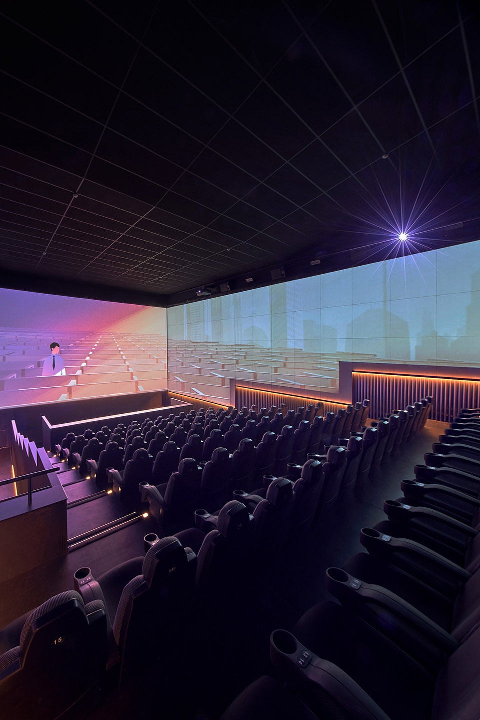 refurbishment of 4 theatres at filmax gran via 2 cinemas by amoo